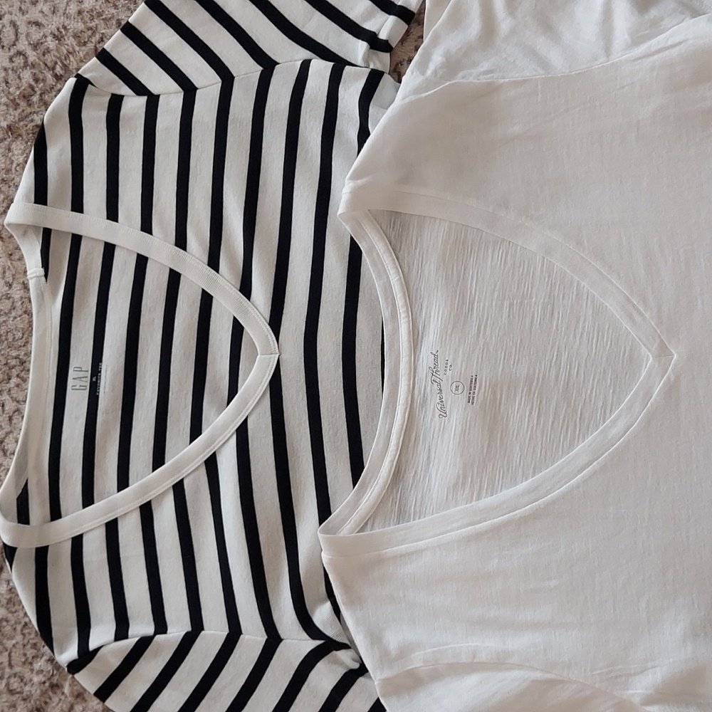 Classic Black Stripe & Solid White Tee Duo - Gap & Universal Thread